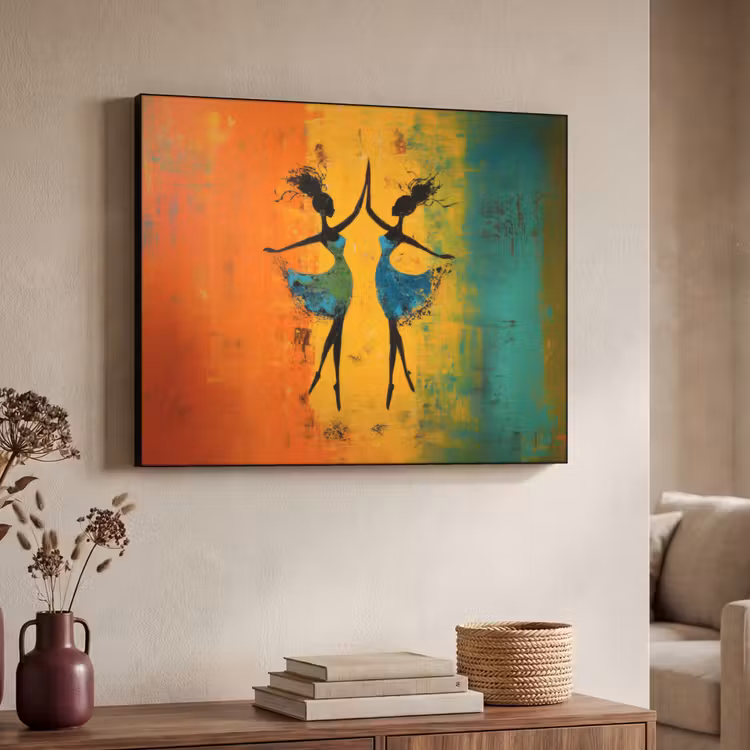 Dansen - Vrouwen - Verfstructuur Textielframe - compleet frame klein -sfeer3