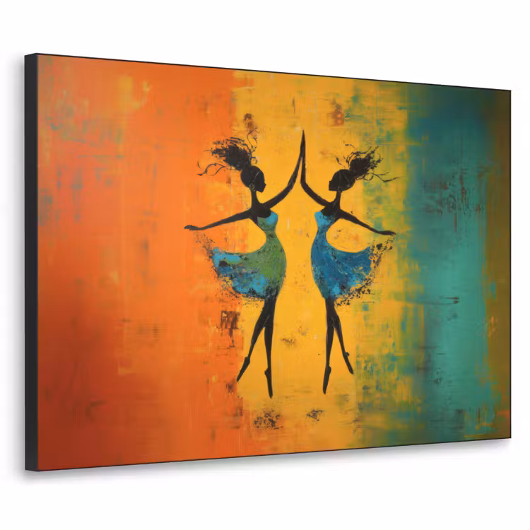 Dansen - Vrouwen - Verfstructuur Textielframe zwart klein -3d