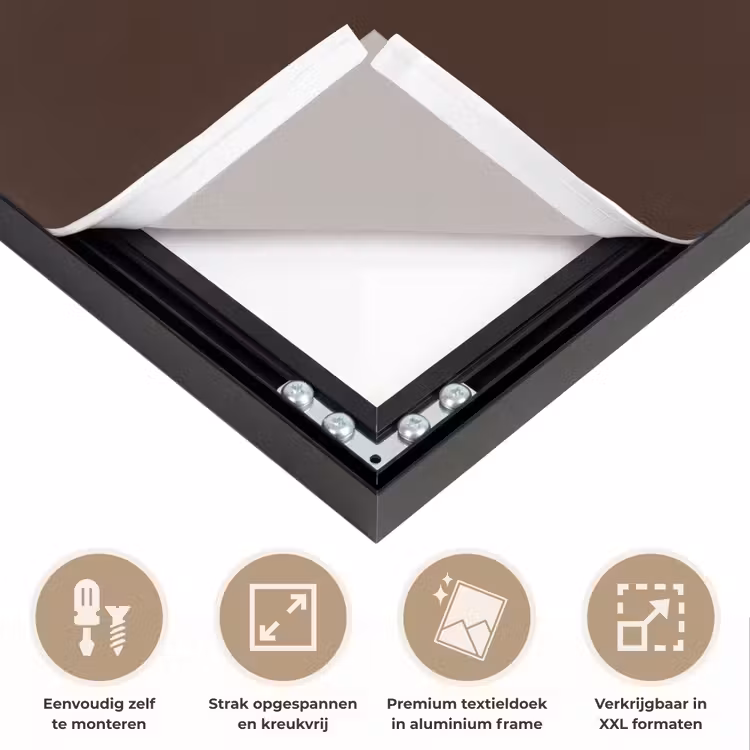 Dark - Chocolate - Bruin Textielframe zwart klein 947 -USP_feed_closeupNL