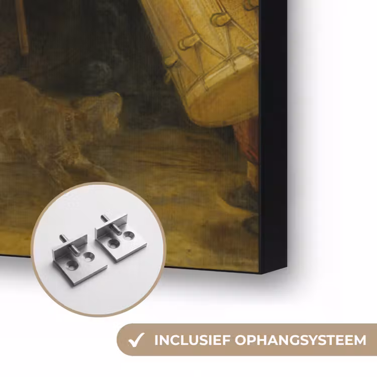 De Nachtwacht - Kunst - Oude meesters - Rembrandt Textielframe zwart klein -USP_ophangsysteemNL