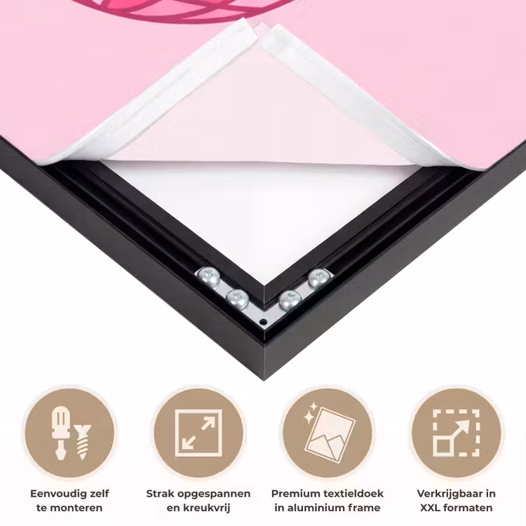 Decoratie - Disco-bal - Feest - Roze Textielframe zwart klein -USP_feed_closeupNL