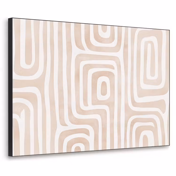 Decoratief - Labyrint - Beige Textielframe - compleet frame klein -3d