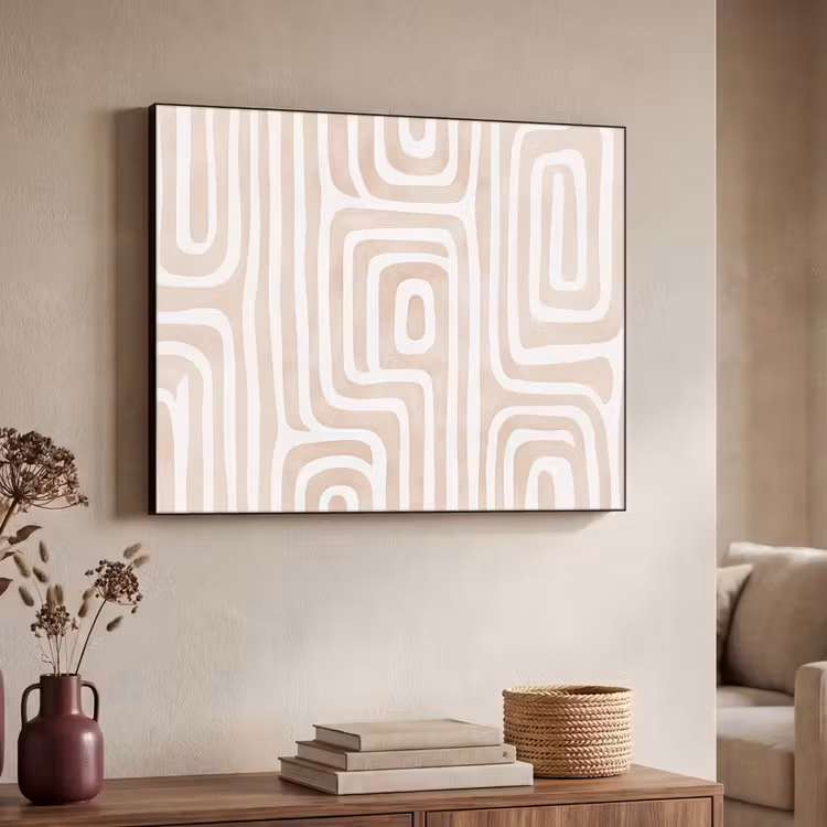 Decoratief - Labyrint - Beige Textielframe - compleet frame klein -sfeer3