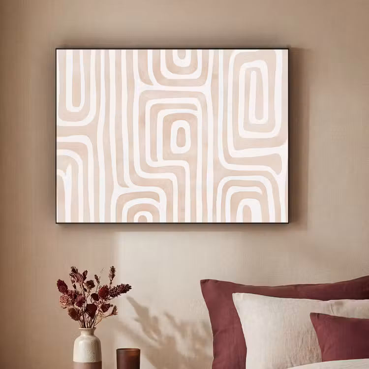 Decoratief - Labyrint - Beige Textielframe zwart klein -sfeer1