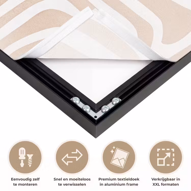 Decoratief - Labyrint - Beige Textielframe zwart klein -USP_closeupNL