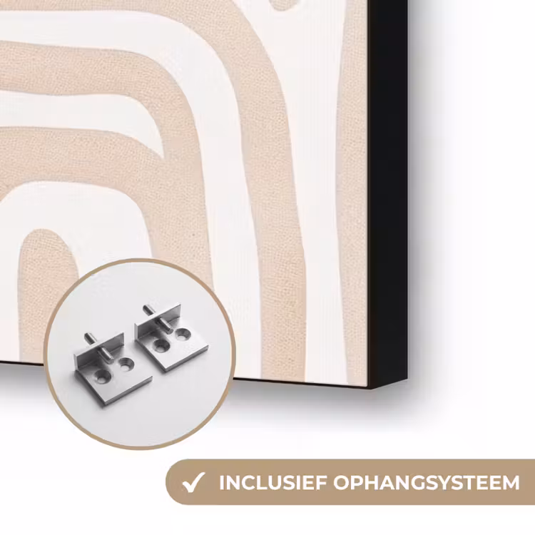 Decoratief - Labyrint - Beige Textielframe zwart klein -USP_ophangsysteemNL