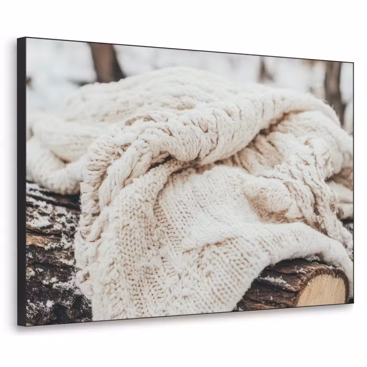 Deken - Wit - Boomstronk - Winter - Sneeuw Textielframe - compleet frame klein -3d