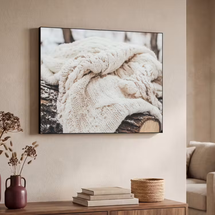 Deken - Wit - Boomstronk - Winter - Sneeuw Textielframe - compleet frame klein -sfeer3