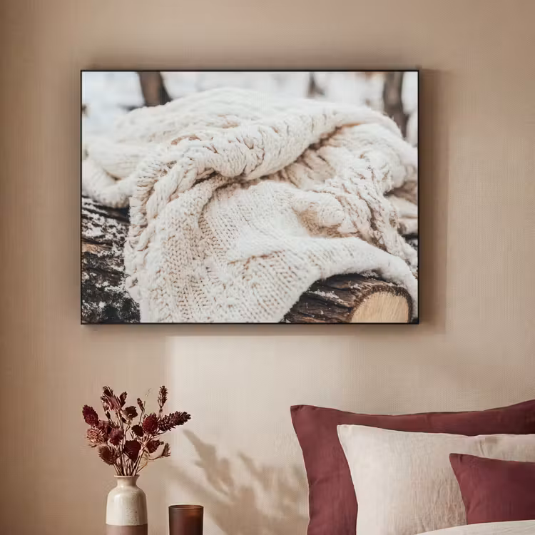 Deken - Wit - Boomstronk - Winter - Sneeuw Textielframe - compleet frame klein -sfeer1