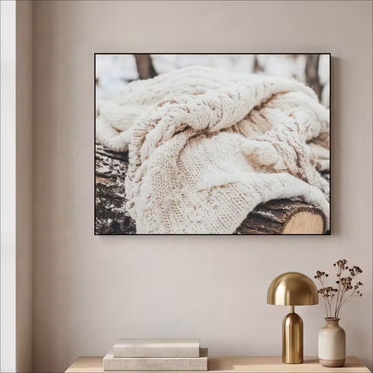 Deken - Wit - Boomstronk - Winter - Sneeuw Textielframe - compleet frame klein -sfeer2
