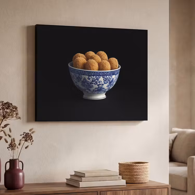 Delfts blauw - Bitterballen - Holland - Schaal Textielframe - compleet frame klein -sfeer3
