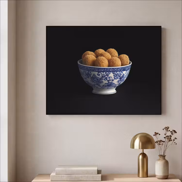 Delfts blauw - Bitterballen - Holland - Schaal Textielframe - compleet frame klein -sfeer2