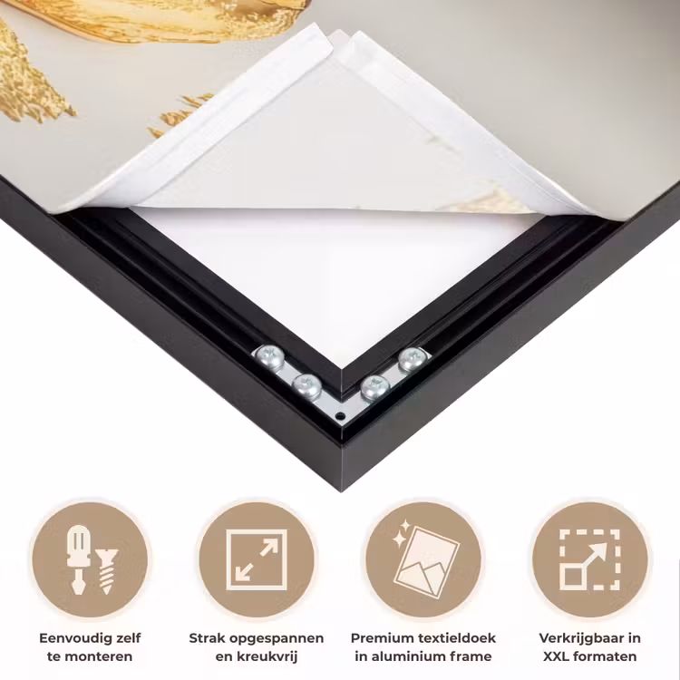 Delftsblauw - Goud - Burger Textielframe zwart klein -USP_feed_closeupNL