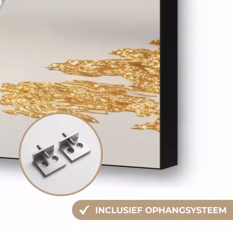 Delftsblauw - Goud - Burger Textielframe zwart klein -USP_ophangsysteemNL