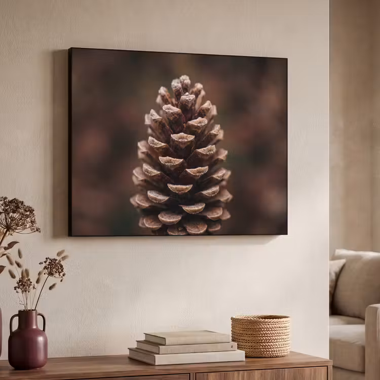 Dennenappel - Bos - Herfst - Bruin - Sfeervol Textielframe zwart klein -sfeer3