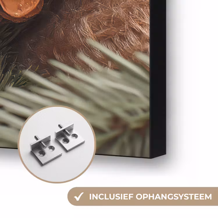 Dennenappels - Boom - Winter - Natuur - Bruin Textielframe zwart klein -USP_ophangsysteemNL