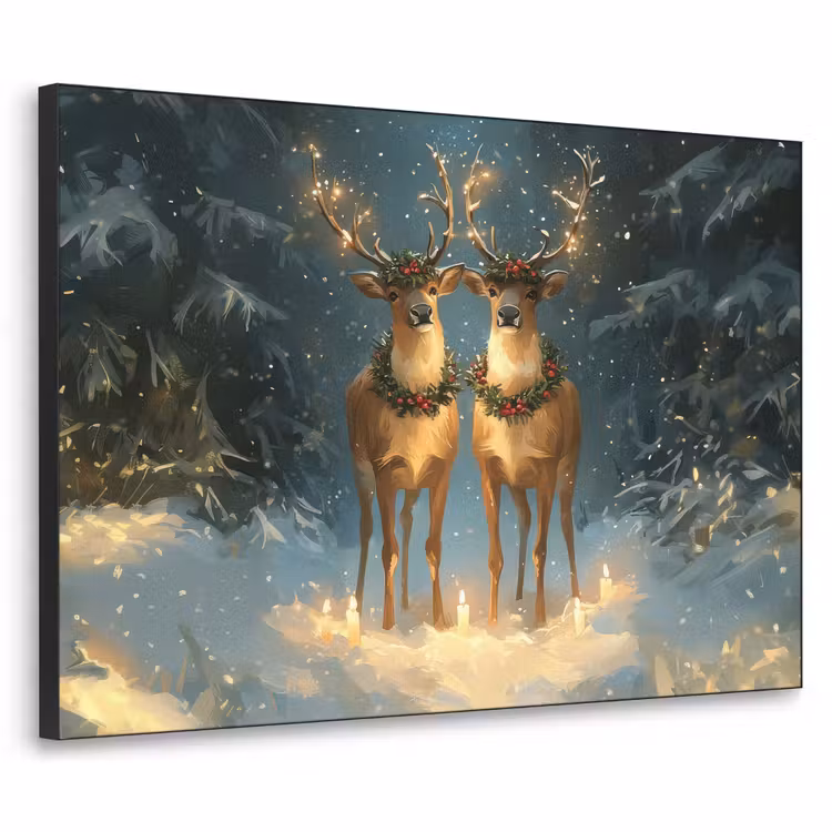 Dennensprookje - Rendier - Nacht Textielframe zwart klein -3d