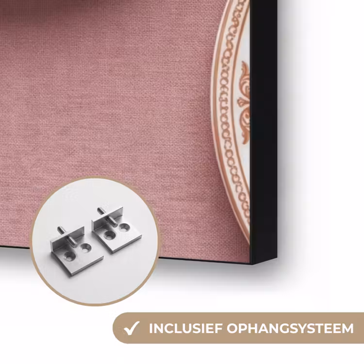 Dessert - Taart - Gebak - Zoet - Roze Textielframe zwart klein -USP_ophangsysteemNL