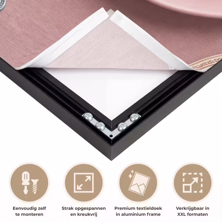 Dessert - Taart - Gebak - Zoet - Roze Textielframe zwart klein -USP_feed_closeupNL