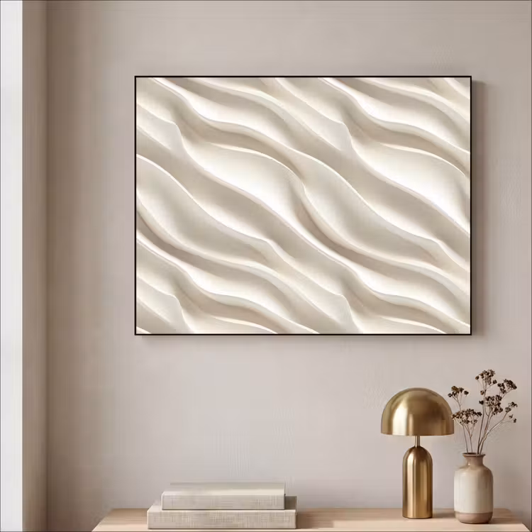 Diagonaal - Golven - Crème Textielframe zwart klein 947 -sfeer2