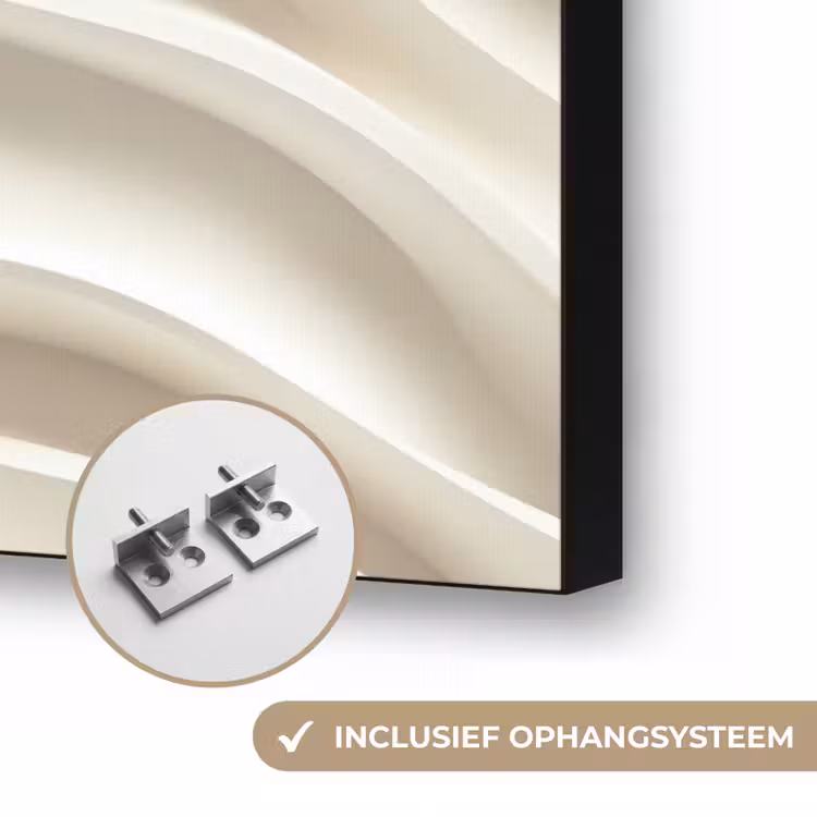Diagonaal - Golven - Crème Textielframe zwart klein 947 -USP_ophangsysteemNL