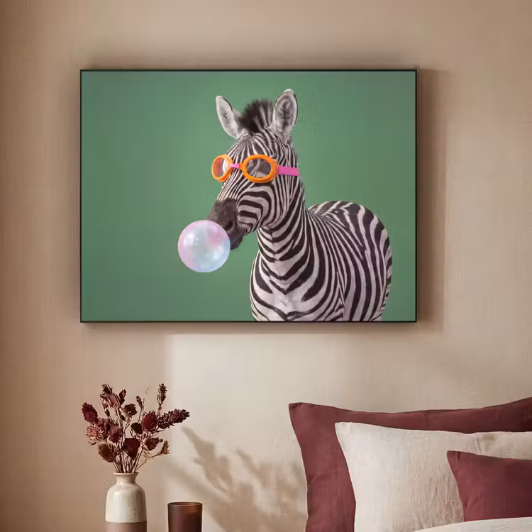 Dier - Bril - Bel - Modern - Groen Textielframe zwart klein -sfeer1