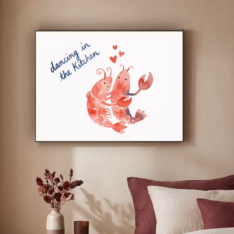 Dier - Dans - Liefde - Waterverf - Rood Textielframe zwart klein -sfeer1