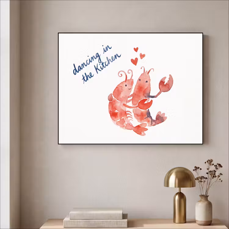 Dier - Dans - Liefde - Waterverf - Rood Textielframe zwart klein -sfeer2