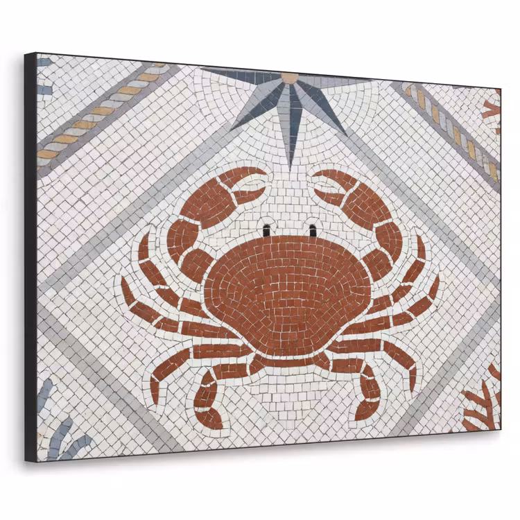 Dier - Mozaïek - Zee - Klassiek - Bruin Textielframe zwart klein -3d