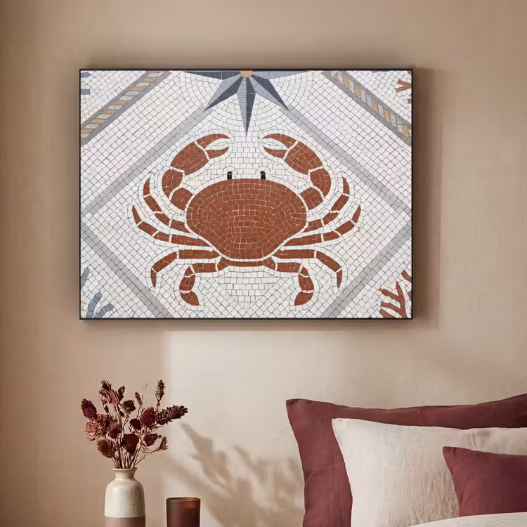 Dier - Mozaïek - Zee - Klassiek - Bruin Textielframe zwart klein -sfeer1