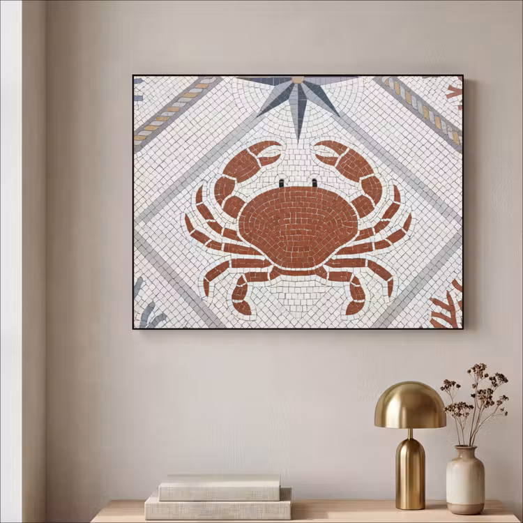 Dier - Mozaïek - Zee - Klassiek - Bruin Textielframe zwart klein -sfeer2