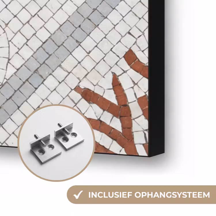 Dier - Mozaïek - Zee - Klassiek - Bruin Textielframe zwart klein -USP_ophangsysteemNL