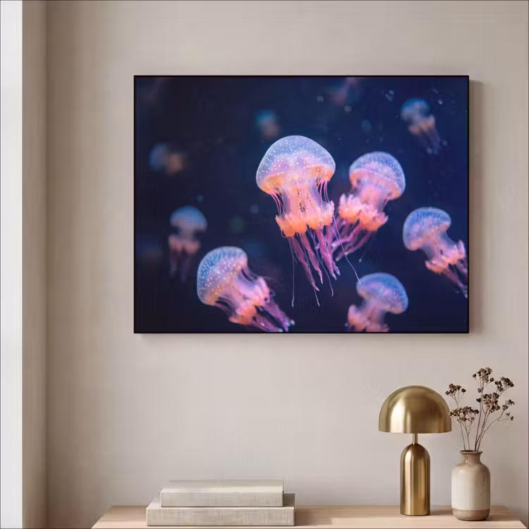 Dier - Onderwater - Natuur - Roze - Mysterieus Textielframe zwart klein -sfeer2