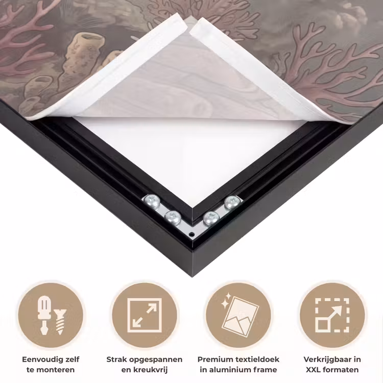 Dier - Onderwater - Oceaan - Illustratie - Zeeleven Textielframe zwart klein -USP_feed_closeupNL