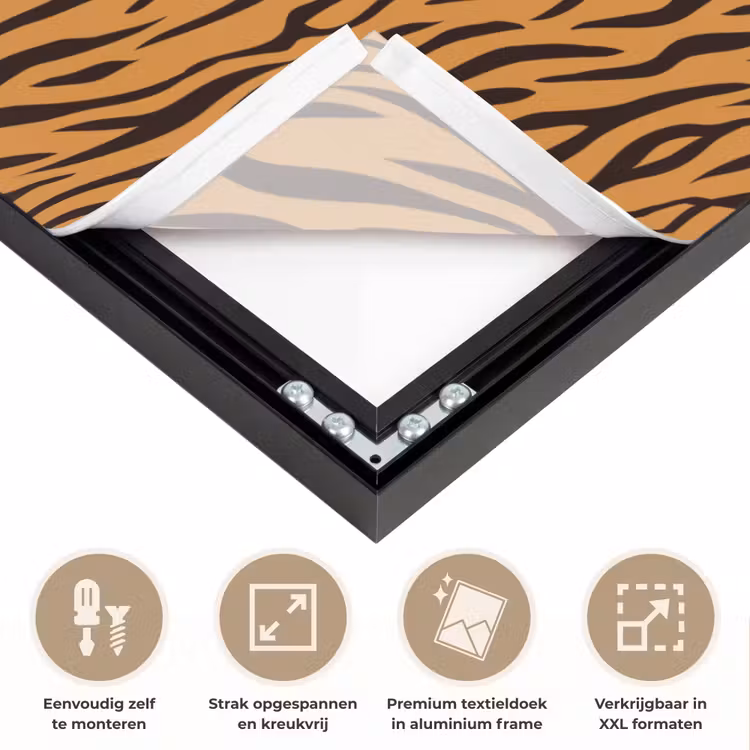 Dier - Oranje - Tijger Textielframe zwart klein 947 -USP_feed_closeupNL