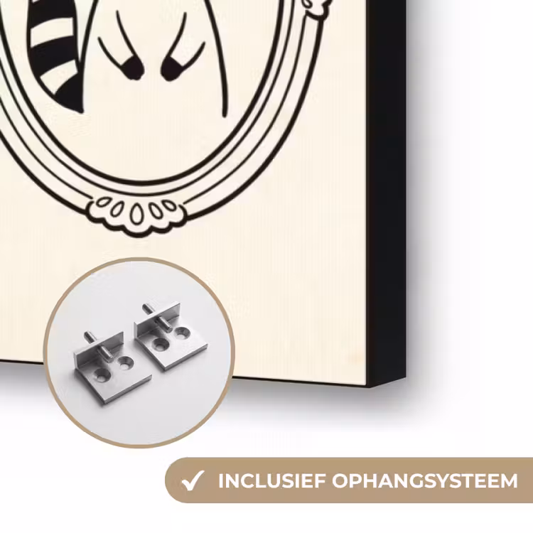 Dieren - Illustratie - Lijsten - Galerij - Speels Textielframe zwart klein -USP_ophangsysteemNL
