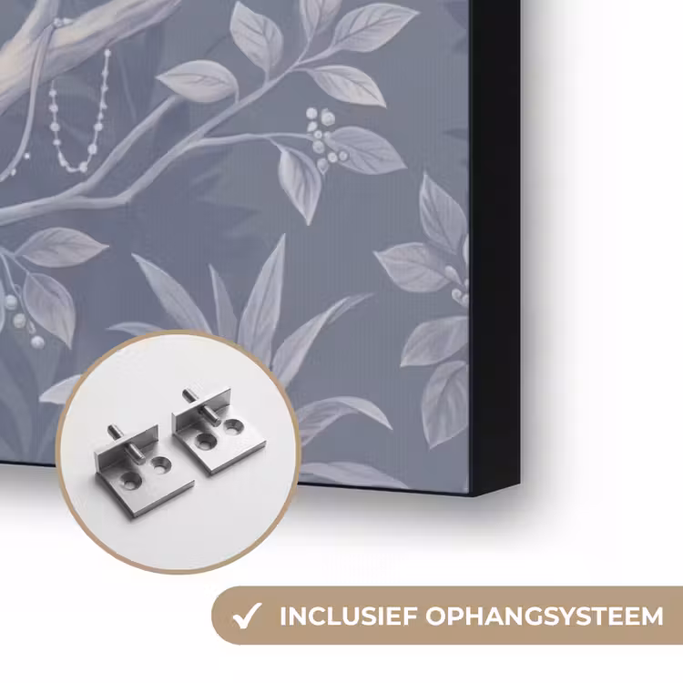 Dieren - Jungle - Illustratie - Bomen - Blauw Textielframe zwart klein -USP_ophangsysteemNL