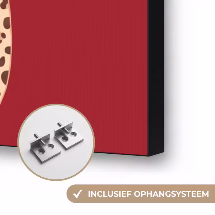Dieren - Luipaard - Abstract - Rood - Modern Textielframe zwart klein -USP_ophangsysteemNL