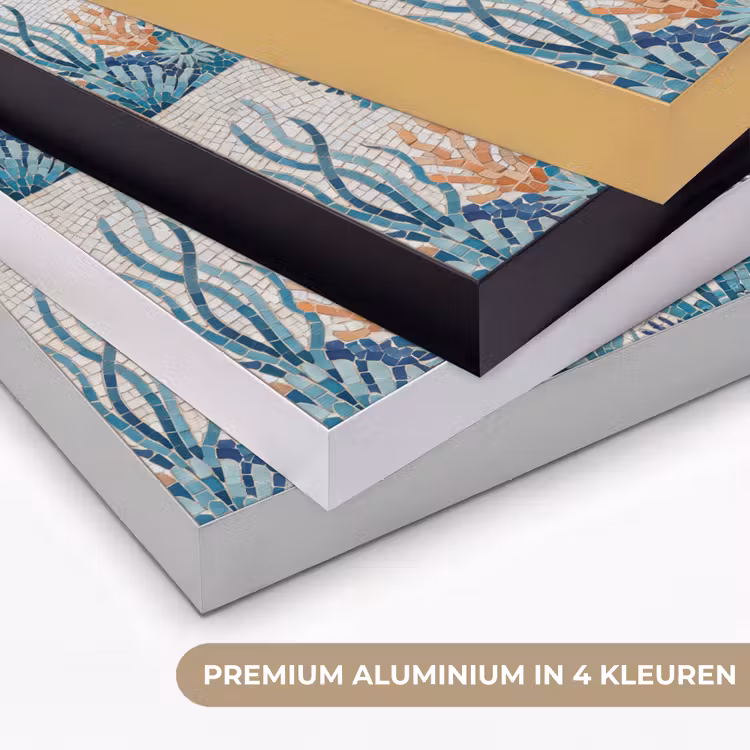 Dieren - Onderwater - Natuur - Mozaïek - Blauw Textielframe zwart klein -USP_kleurenNL