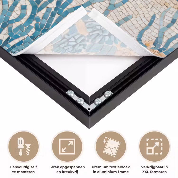 Dieren - Onderwater - Natuur - Mozaïek - Blauw Textielframe zwart klein -USP_feed_closeupNL