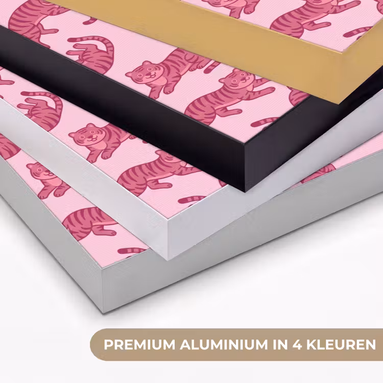 Dieren - Patroon - Roze - Speels - Cartoon Textielframe zwart klein -USP_kleurenNL