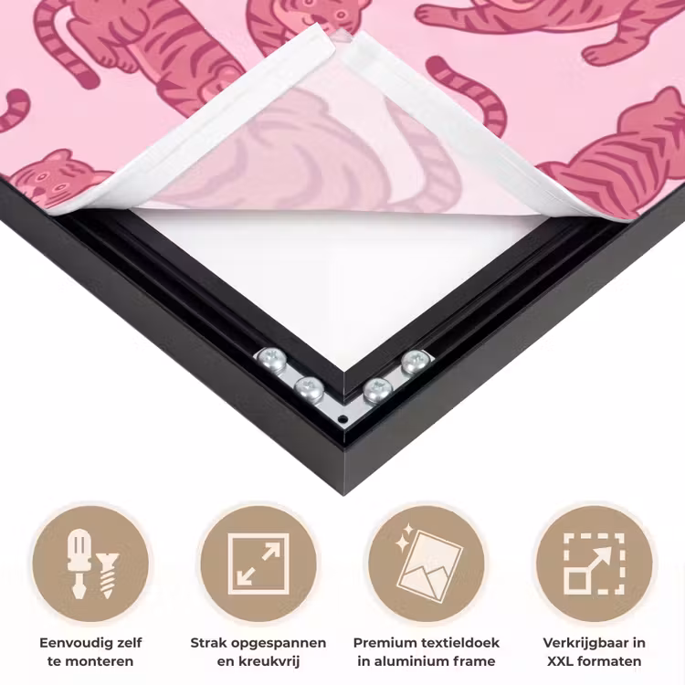 Dieren - Patroon - Roze - Speels - Cartoon Textielframe zwart klein -USP_feed_closeupNL