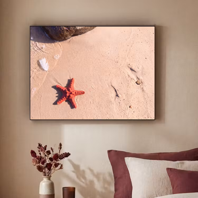 Dieren - Strand - Zee - Natuur - Rood Textielframe zwart klein -sfeer1
