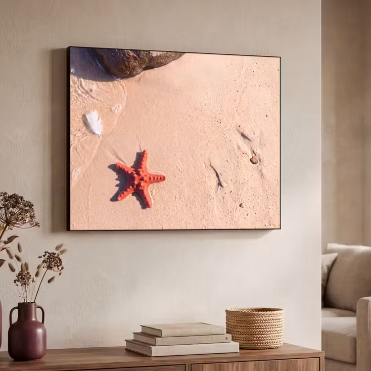 Dieren - Strand - Zee - Natuur - Rood Textielframe zwart klein -sfeer3