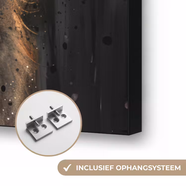 Dieren - Wolf - Portret - Zwart - Bruin Textielframe zwart klein -USP_ophangsysteemNL