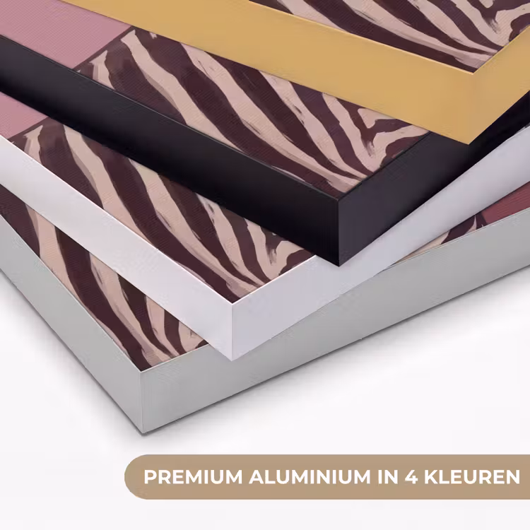 Dieren - Zebrahoofd - Wildlife - Modern - Bruin Textielframe zwart klein -USP_kleurenNL