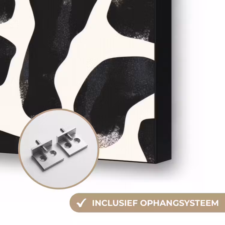 Dierenpatroon - Vlekken - Zwart - Wit Textielframe zwart klein 947 -USP_ophangsysteemNL