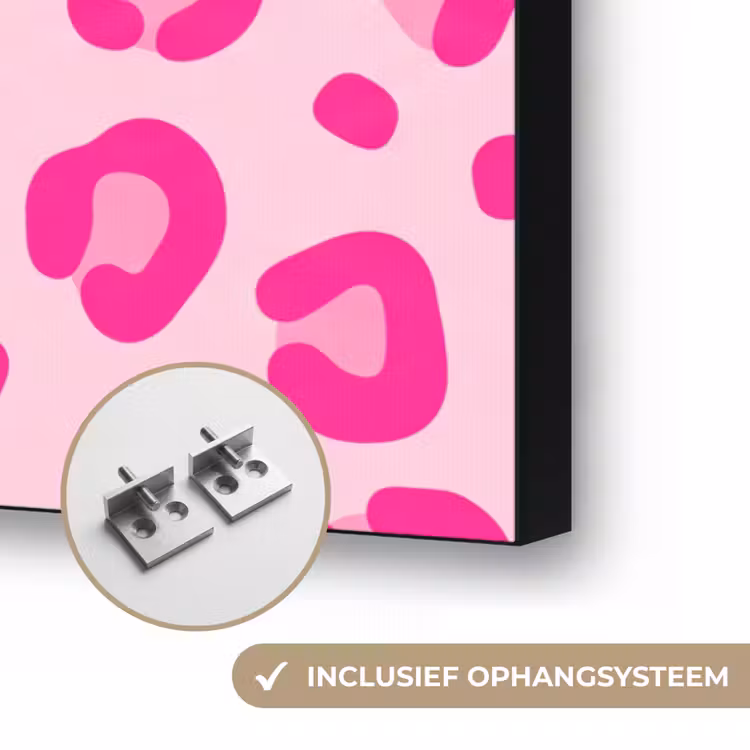 Dierenprint - Patroon - Abstract - Modern - Roze Textielframe zwart klein -USP_ophangsysteemNL