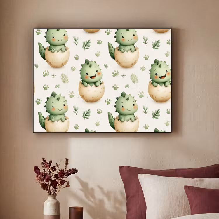 Dino - Eieren - Groen Textielframe zwart klein 947 -sfeer1