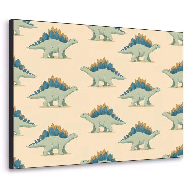 Dino - Patroon - Groen Textielframe zwart klein 947 -3d